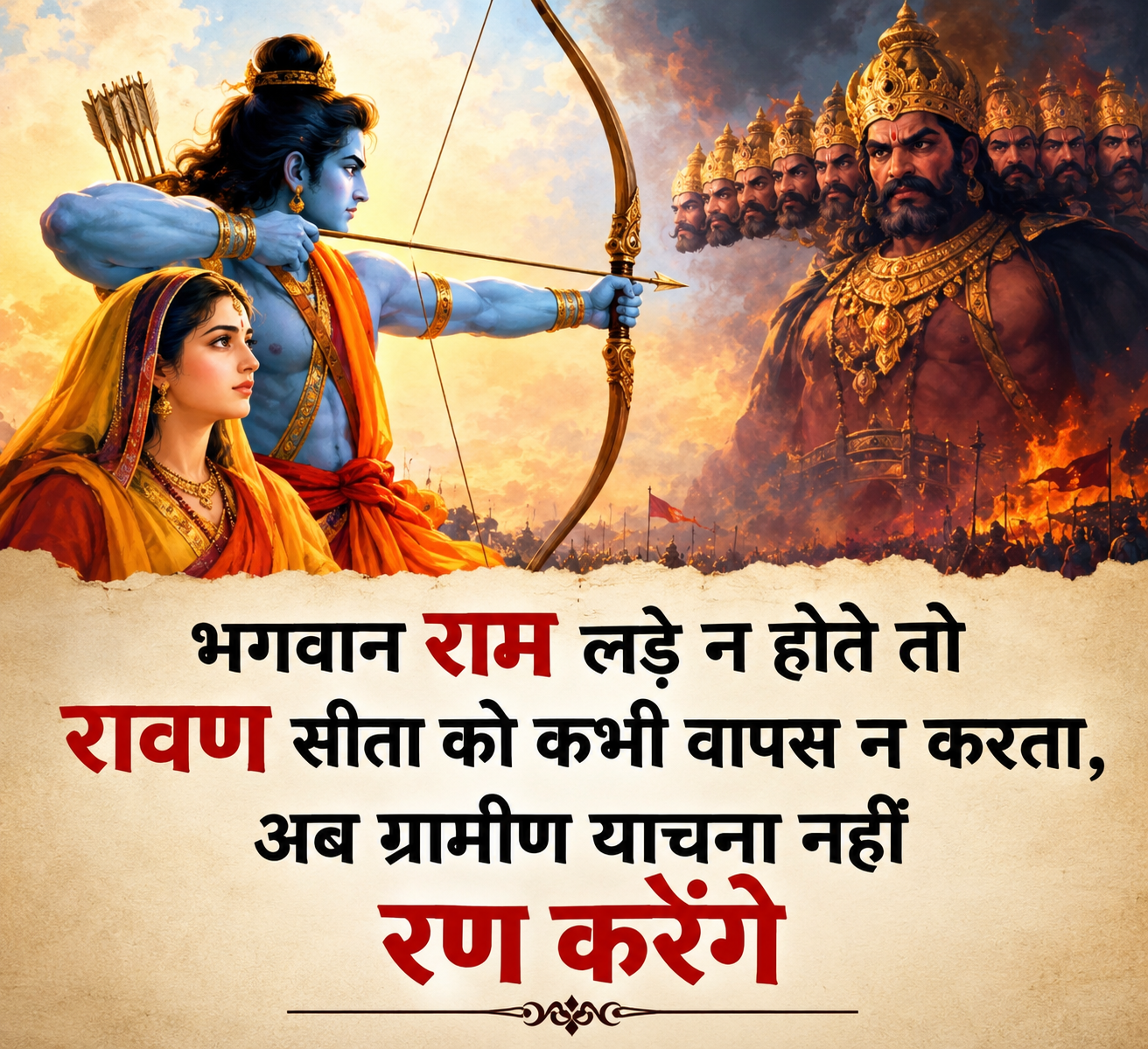 भगवान राम लड़े न होते तो रावण सीता को कभी वापस न करता, अब ग्रामीण याचना नहीं रण करेंगे