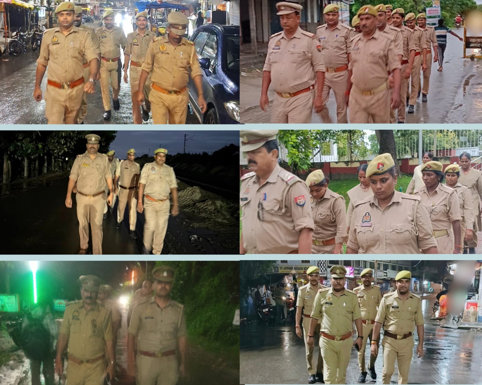 कुशीनगर में पुलिस ने किया पैदल गश्त व फ्लैग मार्च, संदिग्धों की सघन चेकिंग