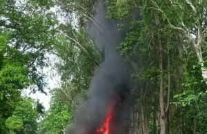 देहरादून जा रहे ट्रक में लगी भयंकर आग,ट्रक समेत लाखों का माल जलकर ख़ाक