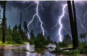 आकाशीय बिजली गिरने से 11 बकरे बकरियों कि मौत दर्जनों झुलसे