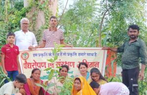 शिव मंदिर परिसर अहिरौली बाजार में वृहद पौधरोपण