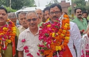 विश्व हिंदू रक्षा परिषद के जिलाध्यक्ष का लालगोपालगंज में स्वागत