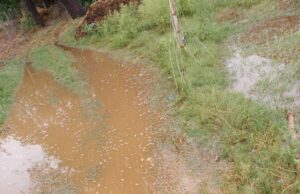 मार्ग पर जलभराव से आवागमन बाधित