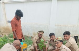 बाघराय थाना प्रभारी ने थाना परिसर में किया बृक्षारोपण