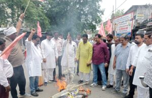 सांसदों के प्रतीकात्मक सामूहिक पुतले फूंके गए