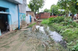 बेरूई गांव के खड़ंजा और मुख्य सड़क पर जलभराव, लोगों का निकलना हुआ मुश्किल