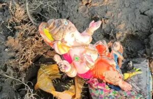 रिंद नदी किनारे दलदल में पड़ी गणेश मूर्तियों की दुर्दशा पर लोग नाराज