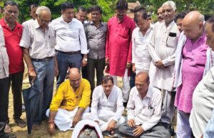 श्री रामलीला महोत्सव स्थल पर वैदिक मंत्रोंउच्चारण के साथ भूमि पूजन का अनुष्ठान सम्पन्न