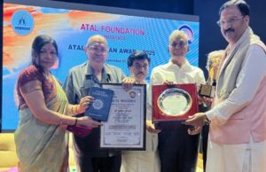 विधायक मुकेश चौधरी को राष्ट्रीय स्तर पर अटल भूषण अवॉर्ड से किया सम्मानित