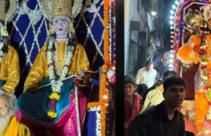 बाजे-गाजे ध्वज पताका आकर्षक चौकियों संग निकली पजावा रामलीला कमेटी की राम बारात