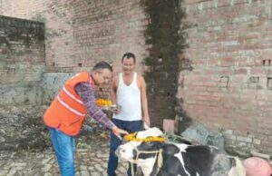 विश्व पशु दिवस के अवसर पर हुआ पशु पूजन कार्यक्रम