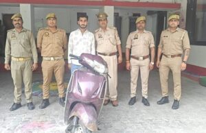 महिला के गले से सोने की चैन लूटने वाला चढ़ा पुलिस के हत्थे