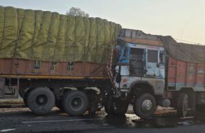 सड़क दुर्घटना में ट्रक चालक की दर्दनाक मौत