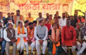 सरदार पटेल की 150वीं जयंती पर एकता पदयात्रा:मोहम्मदी में निकली, राष्ट्रनिर्माण का संदेश दिया गय
