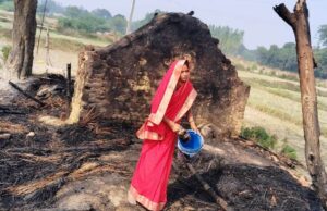 शार्टसर्किट से लगी आग, नकदी व सामान जलकर राख