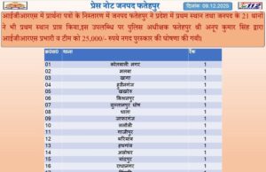 फतेहपुर पुलिस को बड़ी उपलब्धि, आईजीआरएस निस्तारण में उत्तर प्रदेश में प्रथम स्थान