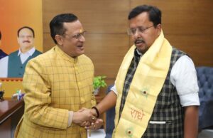 भाजपा राष्ट्रीय कार्यकारी अध्यक्ष नितिन नबीन से विनीत अग्रवाल शारदा की शिष्टाचार भेंट