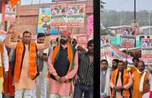 गौ गंगाजल जंगल जमीनी यात्रा पहुंची बड़े हनुमान जी मंदिर