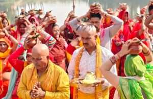 ग्राम बौठा में नर्मदेश्वर महादेव शिवलिंग की प्राण प्रतिष्ठा का कार्यक्रम, कलश यात्रा के साथ शुरू