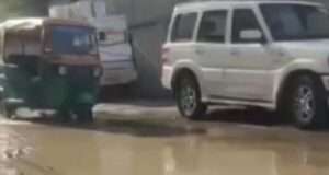 मेजारोड़ रेलवे स्टेशन जाने वाले मुख्य मार्ग पर गम्भीर जलभराव एवं अतिक्रमण