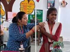 छात्राओं को लगाया गया डीपीटी का टीका