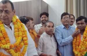 बंगाल, असम व पुडुचेरी में जीत पर भाजपा कार्यालय में मनाया गया जश्न
