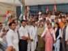 राम मंदिर दान चोरी मामले में एफआईआर न होने पर कांग्रेस का प्रदर्शन