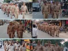 कुशीनगर पुलिस का सुरक्षा अभियान, जनपदभर में पैदल गश्त और फ्लैग मार्च
