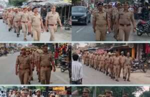 कुशीनगर पुलिस का सुरक्षा अभियान, जनपदभर में पैदल गश्त और फ्लैग मार्च