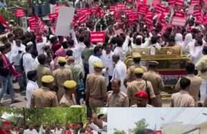 महंगाई, बेरोजगारी और पेपर लीक के खिलाफ सपा का हल्ला बोल, कलेक्ट्रेट तक निकाला मार्च