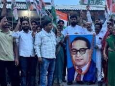 धर्मेंद्र प्रधान के इस्तीफे पर कांग्रेस का विजय मार्च, सिकंदरा चैराहे पर किया जश्न