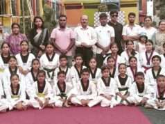 कलर बेल्ट प्रमोशन में 40 ताइक्वांडो खिलाड़ियों ने दिखाई प्रतिभा, खिलाड़ियों का हुआ सम्मान