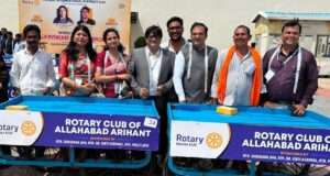 रोटरी क्लब ऑफ इलाहाबाद अरिहंत ने निःशुल्क 51 ठेला गाड़ियों का किया वितरण