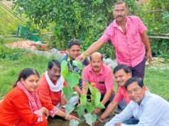 हरियाली का दिया संदेश भाजपाइयों व व्यापारियों ने एक पेड़ माँ के नाम के लगाकर धरती पर