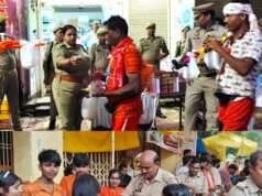 श्रावण मास में कांवड़ियों को बांटा पूड़ी-हलवा, उन पर बरसाए गए पुष्प