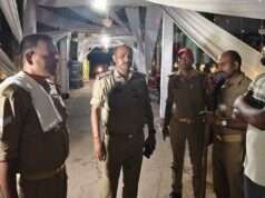 अस्पताल चौकी इंचार्ज विनय दूबे ने क्षेत्र में किया पैदल गश्त
