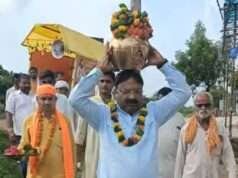 गुरु रविदास समरसता संकल्प यात्रा का चिरगांव में भव्य स्वागत, जगह-जगह हुई पुष्पवर्षा